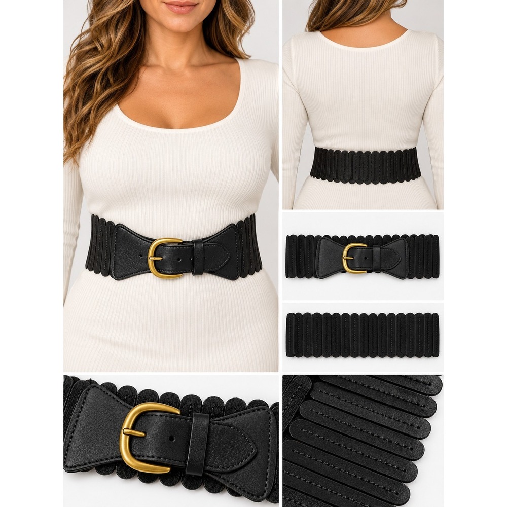 Anthropologie Tabitha Stretch Corset Belt Leather Elastic Back sz S Org$58 NWT